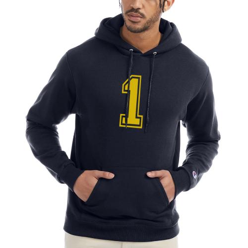 Number 1 in a classic athletic collegiate font - Champion Unisex Powerblend Hoodie