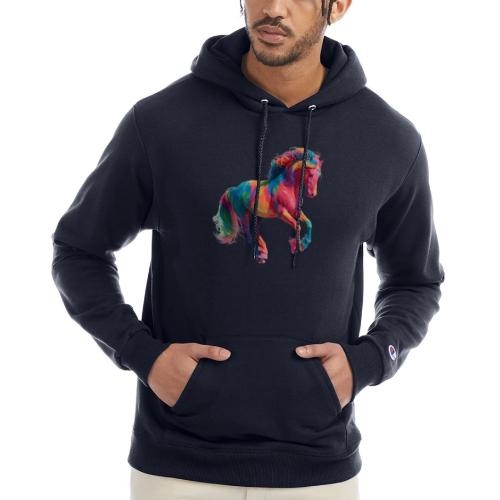 Colorful Paint Splatter Horse Art - Champion Unisex Powerblend Hoodie
