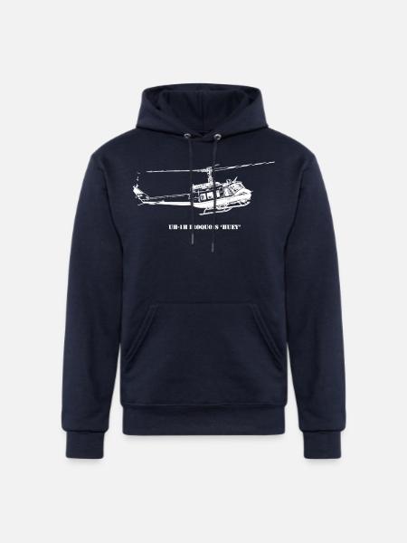 Huey Shadow Helicopter Silhouette - Champion Unisex Powerblend Hoodie - navy