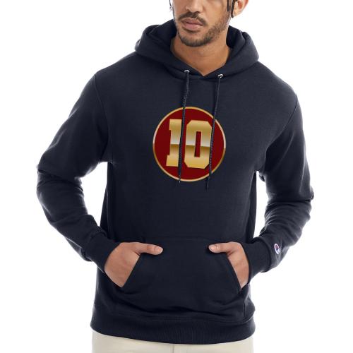 Number 10 in Gold Varsity Font - Champion Unisex Powerblend Hoodie