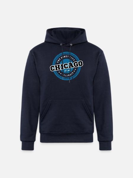 The Windy City Chicago - Champion Unisex Powerblend Hoodie - navy