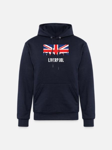 British Flag Liverpool Skyline - Champion Unisex Powerblend Hoodie - navy