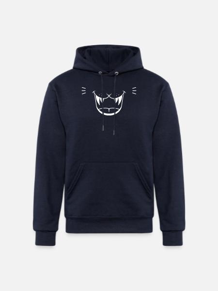 Angry Cat Face - Champion Unisex Powerblend Hoodie - navy