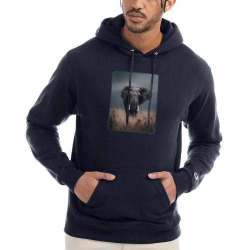 Majestic African Elephant Portrait Design - Champion Unisex Powerblend Hoodie