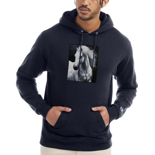 White Horse Oil Painting Design - Champion Unisex Powerblend Hoodie