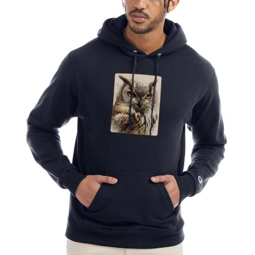 Great Horned Owl Watercolor Design - Champion Unisex Powerblend Hoodie