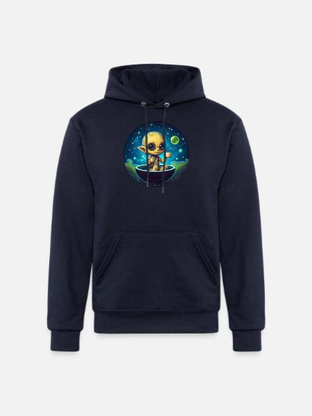 Coffee-loving Alien: Midnight Snack - Champion Unisex Powerblend Hoodie - navy
