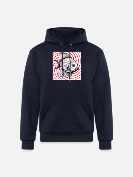 red striped fish - Champion Unisex Powerblend Hoodie - navy