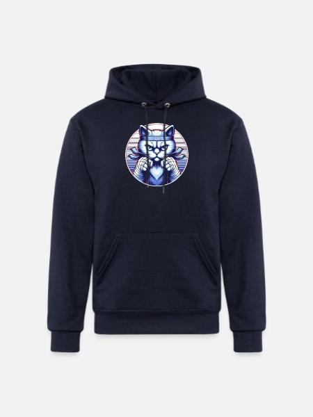 Fighting Angry Blue Cat - Champion Unisex Powerblend Hoodie - navy