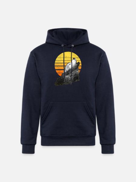 Wolf Howling At The Moon - Champion Unisex Powerblend Hoodie - navy