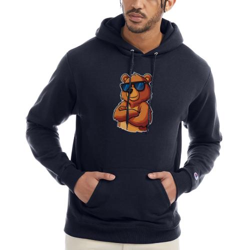 Cool Bear Sunglasses Cartoon Design - Champion Unisex Powerblend Hoodie