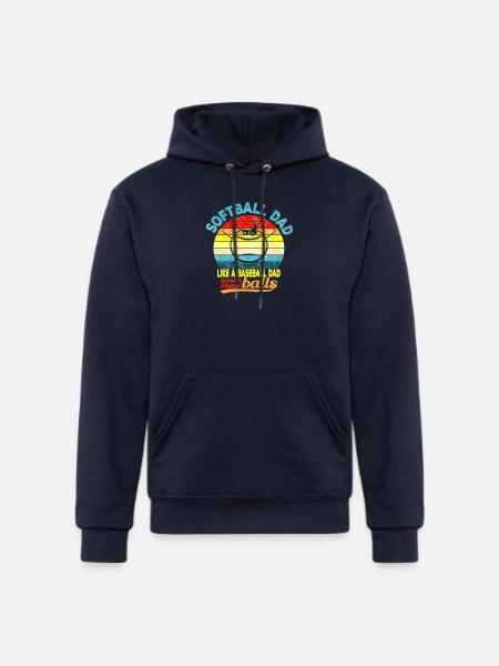 Softball Dad Humor Tee - Champion Unisex Powerblend Hoodie - navy