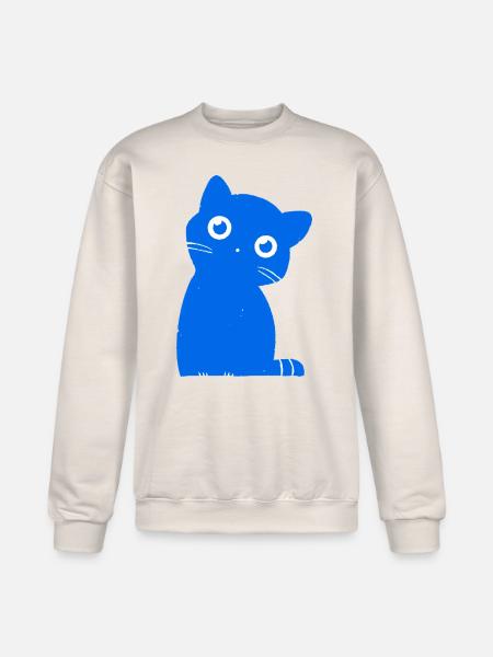 Azure Blue Cat Silhouette - Champion Unisex Powerblend Sweatshirt - Sand