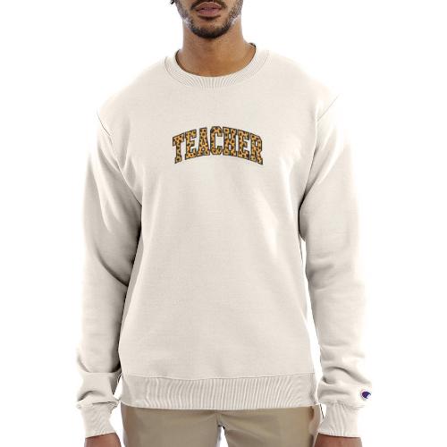 Leopard Print Teacher Typography - Champion Unisex Powerblend Sweatshirt 