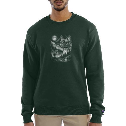 Vintage French Bulldog Moon Howling Tee - Champion Unisex Powerblend Sweatshirt 