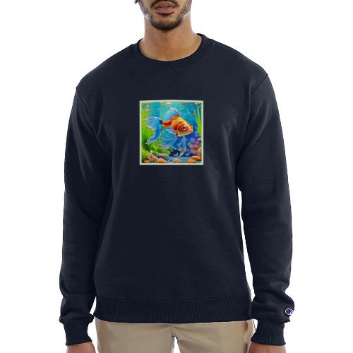 Colorful Tank Goldfish Design - Champion Unisex Powerblend Sweatshirt 