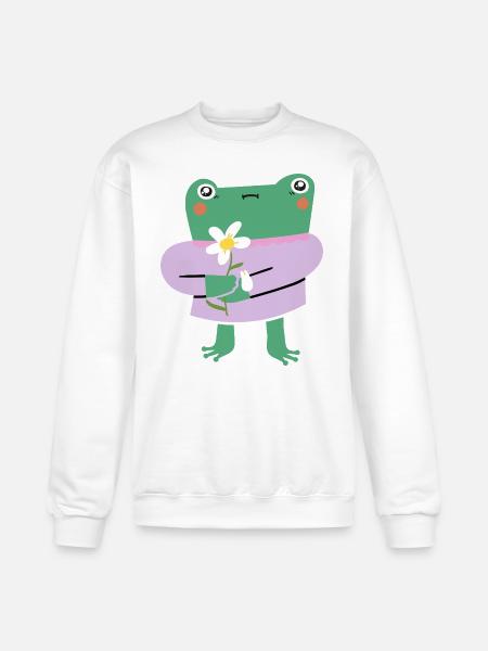 Shy Frog with Flower - Champion Unisex Powerblend Sweatshirt  - white