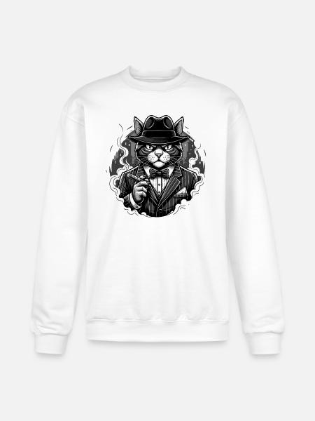 Noir Cat Gangster in Suit - Champion Unisex Powerblend Sweatshirt - white