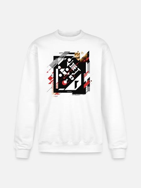 Geometric Grid Collage on Black - Champion Unisex Powerblend Sweatshirt  - white