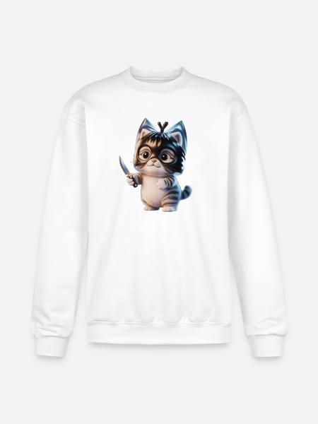 Ninja Kitten with Dagger - Champion Unisex Powerblend Sweatshirt - white