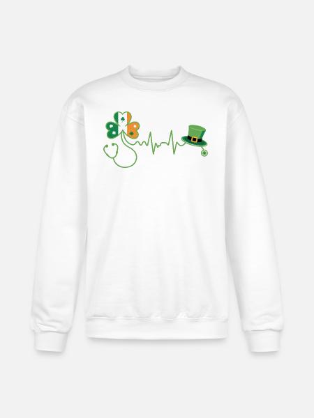 Stethoscope Shamrock Heartbeat - Champion Unisex Powerblend Sweatshirt - white