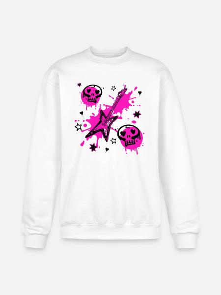 Neon Skull Guitar Splash - Champion Unisex Powerblend Sweatshirt  - white