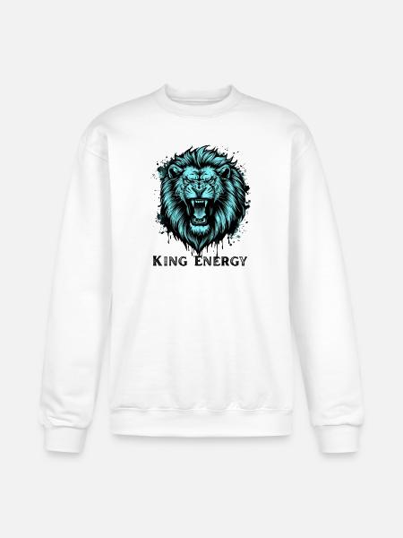 Neon Cyan Lion Roar Illustration - Champion Unisex Powerblend Sweatshirt - white