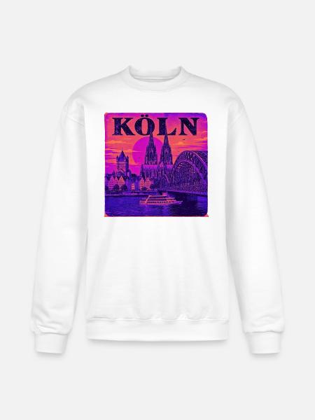 Koeln-Skyline-Retro-Sunset-Art-Print-Cologne-Köln - Champion Unisex Powerblend Sweatshirt - white