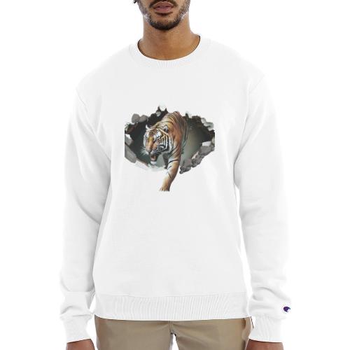 Fashion Design Tiger Coming Out, Wild Feline Tiger - Champion Unisex Powerblend Sweatshirt 