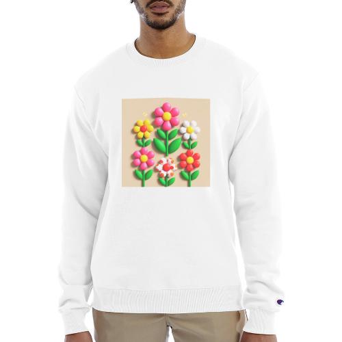 3D Flowers and Butterflies in Amber, Floral Design - Champion Unisex Powerblend Sweatshirt