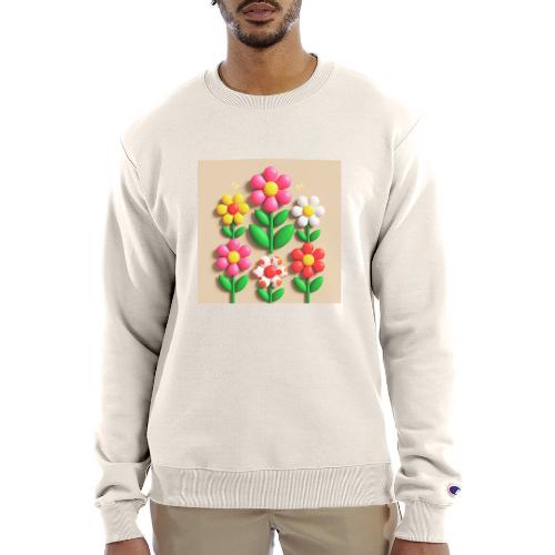 3D Flowers and Butterflies in Amber, Floral Design - Champion Unisex Powerblend Sweatshirt 