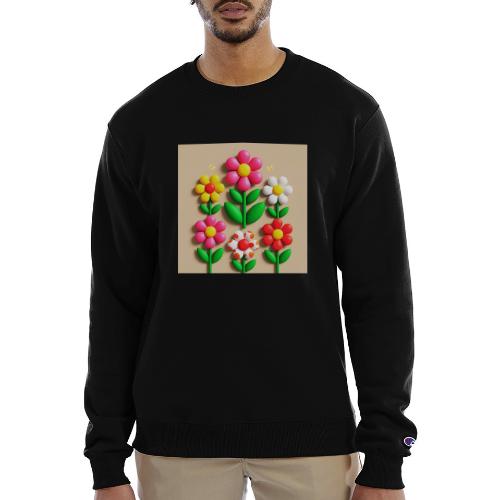 3D Flowers and Butterflies in Amber, Floral Design - Champion Unisex Powerblend Sweatshirt 