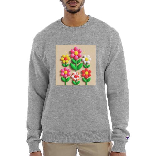 3D Flowers and Butterflies in Amber, Floral Design - Champion Unisex Powerblend Sweatshirt