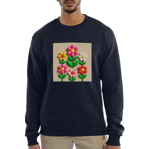 3D Flowers and Butterflies in Amber, Floral Design - Champion Unisex Powerblend Sweatshirt 