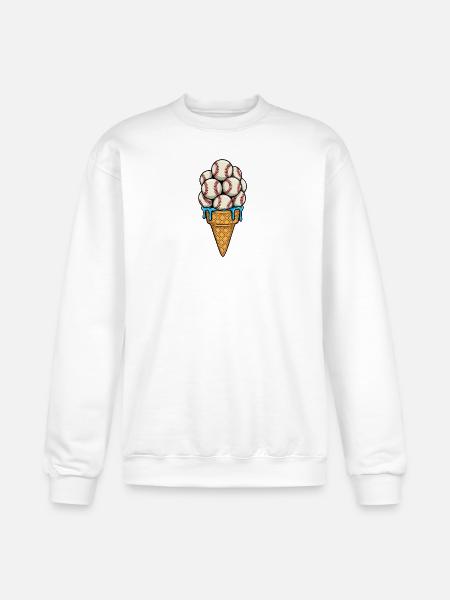 Baseball Ice Cream Cone - Champion Unisex Powerblend Sweatshirt - white