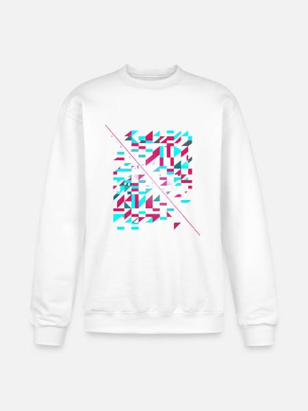 Neon Glitch Geomosaic - Champion Unisex Powerblend Sweatshirt - white
