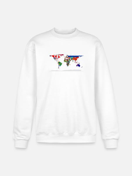 Flag Map Of The World - Champion Unisex Powerblend Sweatshirt  - white