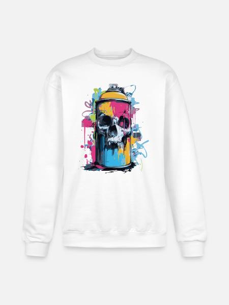 Skull Graffiti Spray Can - Champion Unisex Powerblend Sweatshirt - white