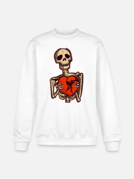Sad Skeleton Holding Broken Heart - Champion Unisex Powerblend Sweatshirt - white