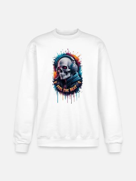 Skull Beats Neon Splash - Champion Unisex Powerblend Sweatshirt - white
