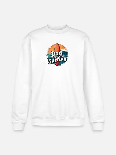 Dad Who Loves Surfing - Champion Unisex Powerblend Sweatshirt - white