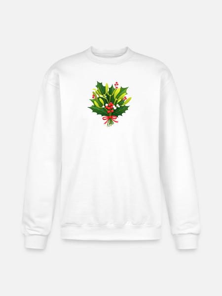 Festive Holly Botanical Design - Champion Unisex Powerblend Sweatshirt  - white