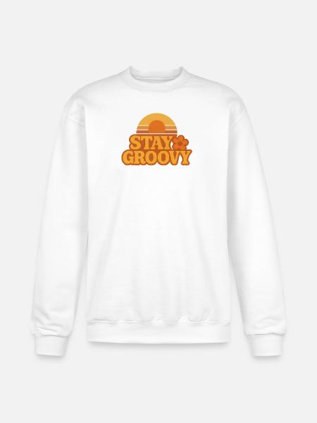 Retro Sunset Stay Groovy Graphic - Champion Unisex Powerblend Sweatshirt  - white