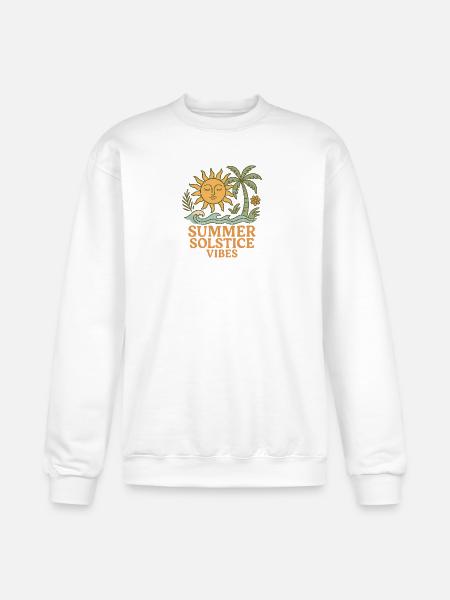 Summer Solstice Vibes Sun and Palm Design - Champion Unisex Powerblend Sweatshirt  - white