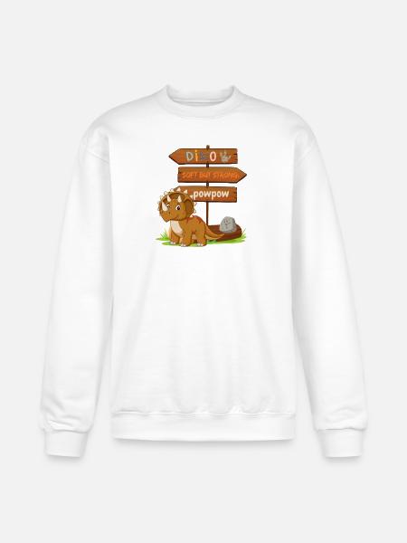 Cute Dinosaur with Playful Signpost - Champion Unisex Powerblend Sweatshirt - white