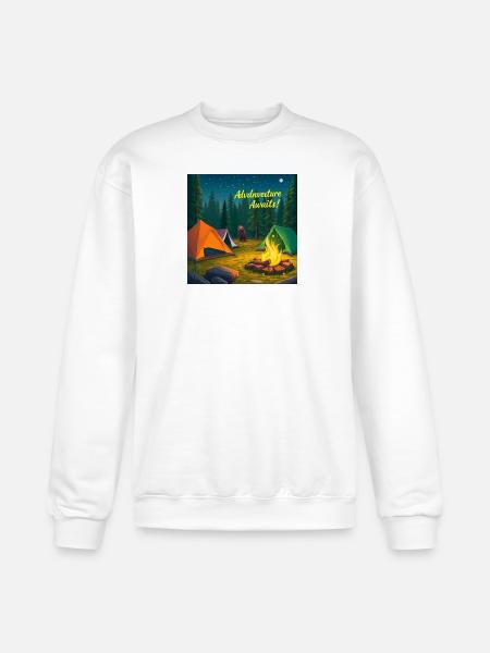 Campfire Adventure Night Scene - Champion Unisex Powerblend Sweatshirt  - white