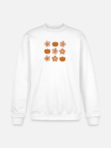 Rustic Pumpkin and Flower Pattern - Champion Unisex Powerblend Sweatshirt - white
