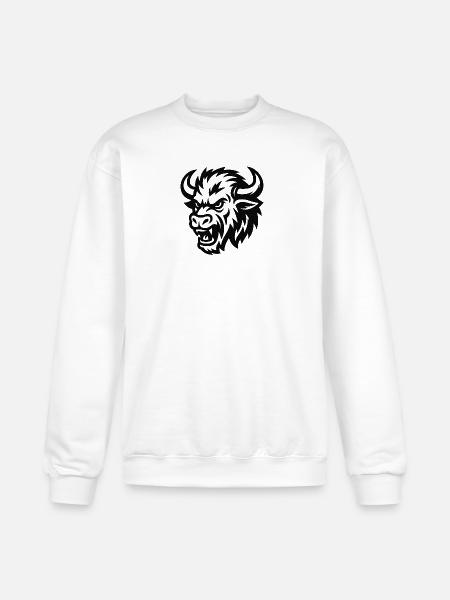 Tribal Bison Head Silhouette - Champion Unisex Powerblend Sweatshirt - white