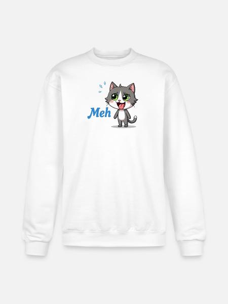 Meh – Funny Cat Meme - Champion Unisex Powerblend Sweatshirt  - white
