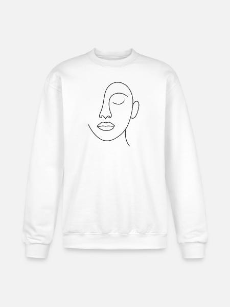 Minimal Line Portrait - Champion Unisex Powerblend Sweatshirt  - white